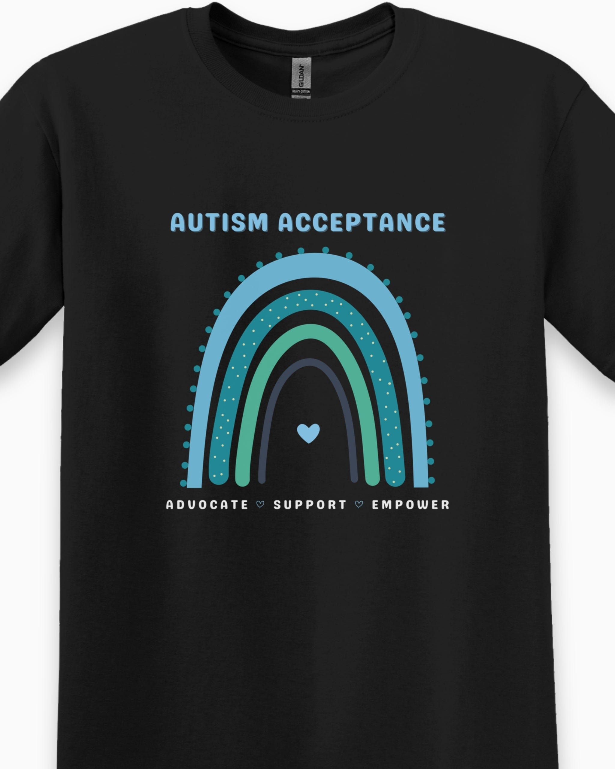 Advocate Support Empower Autism Acceptance Rainbow Tee-Neurodiversity, ADHD & Autism Awareness & Acceptance T-Shirt by Daily Bloom
