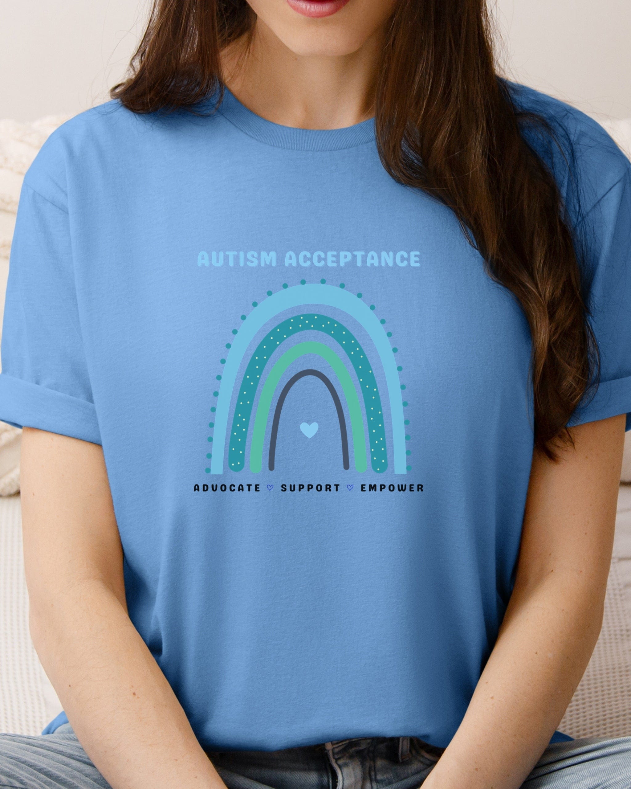 Advocate Support Empower Autism Acceptance Rainbow Tee-Neurodiversity, ADHD & Autism Awareness & Acceptance T-Shirt by Daily Bloom