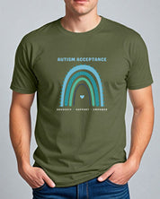 Advocate Support Empower Autism Acceptance Rainbow Tee-Neurodiversity, ADHD & Autism Awareness & Acceptance T-Shirt by Daily Bloom