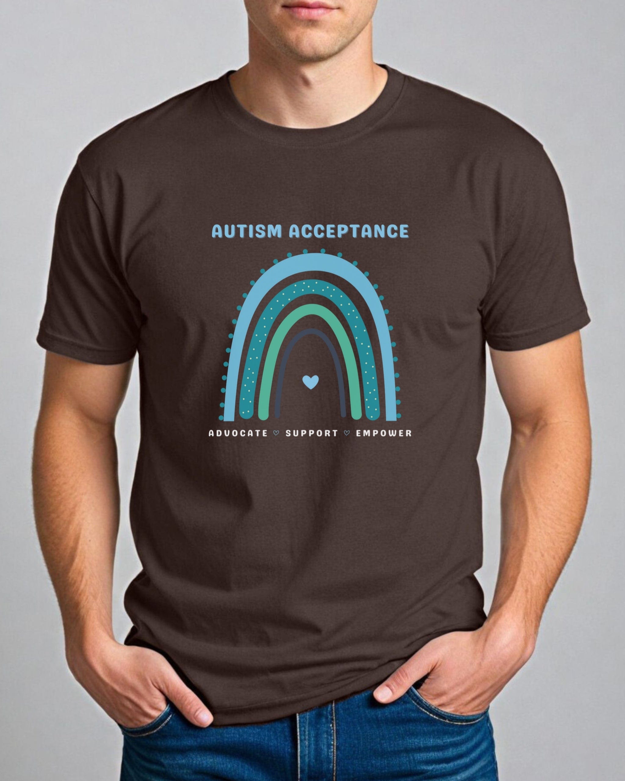 Advocate Support Empower Autism Acceptance Rainbow Tee-Neurodiversity, ADHD & Autism Awareness & Acceptance T-Shirt by Daily Bloom