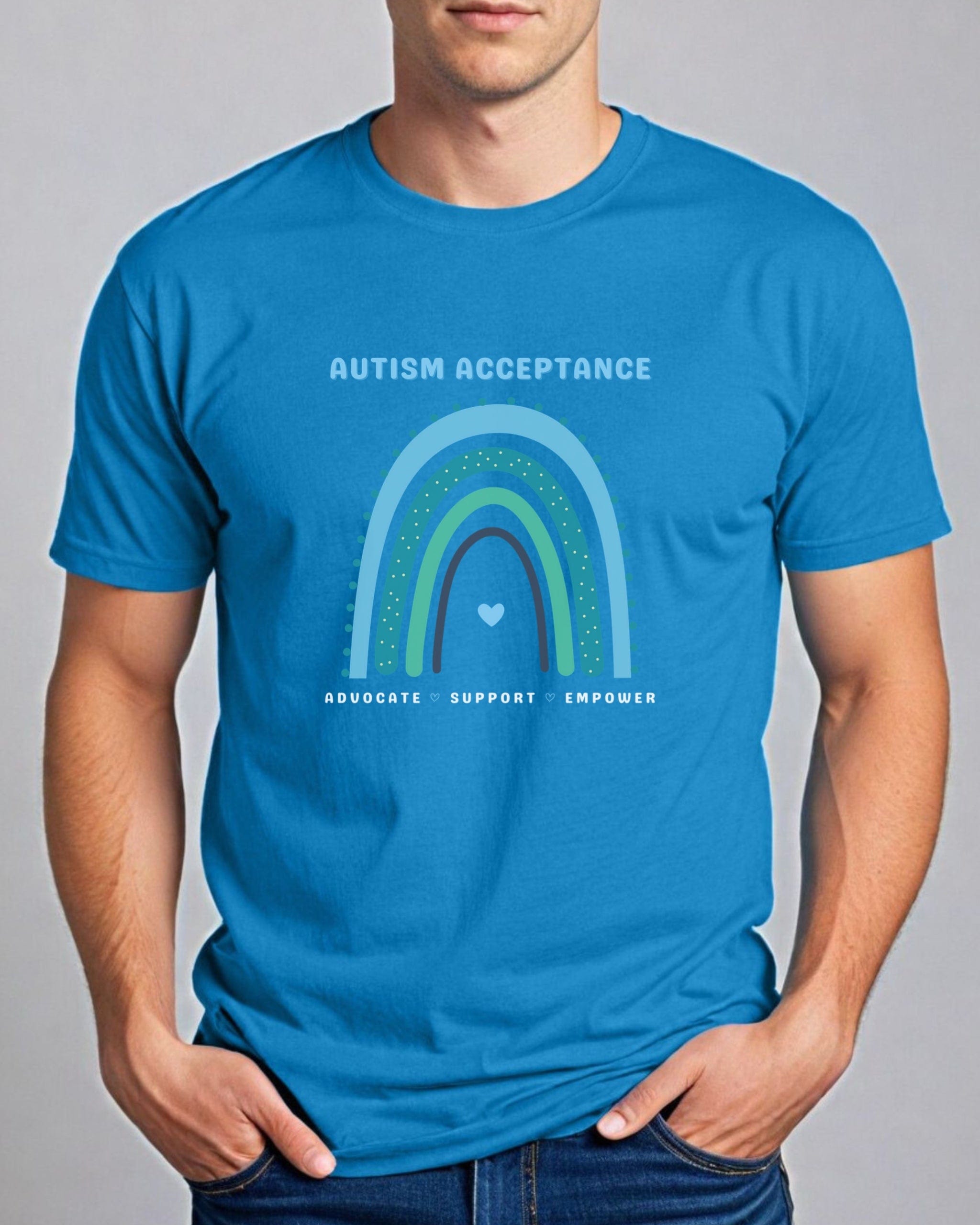 Advocate Support Empower Autism Acceptance Rainbow Tee-Neurodiversity, ADHD & Autism Awareness & Acceptance T-Shirt by Daily Bloom