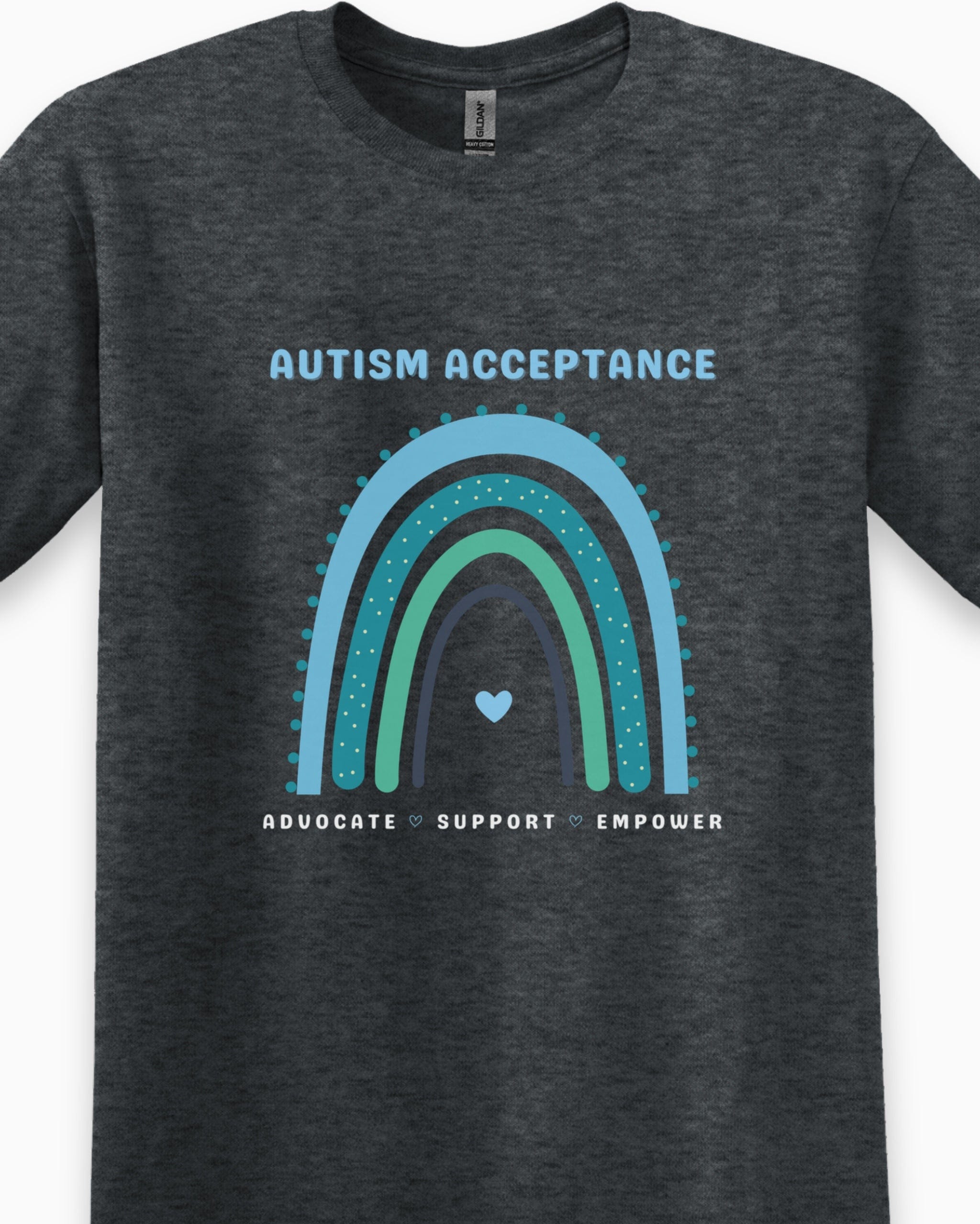 Advocate Support Empower Autism Acceptance Rainbow Tee-Neurodiversity, ADHD & Autism Awareness & Acceptance T-Shirt by Daily Bloom