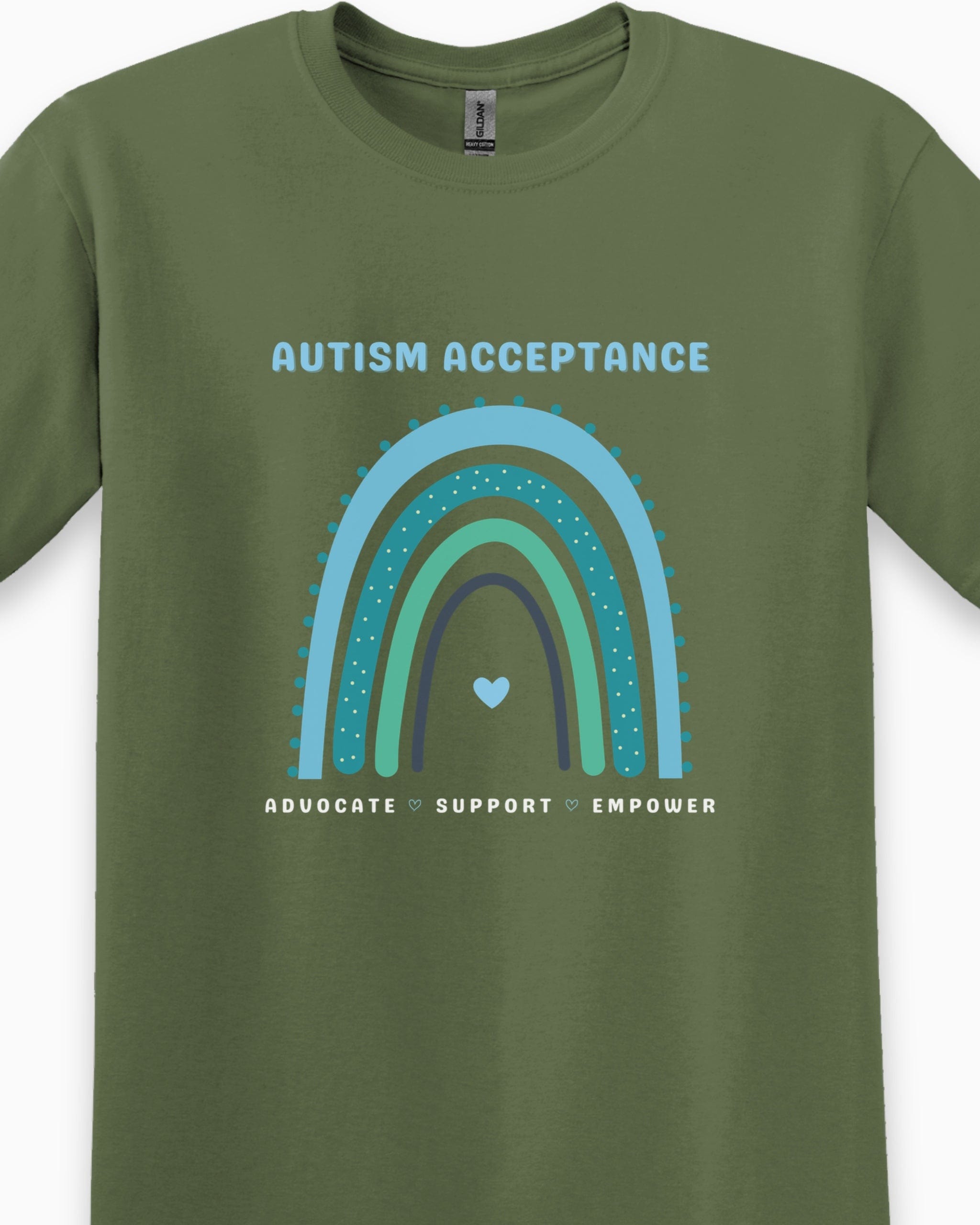Advocate Support Empower Autism Acceptance Rainbow Tee-Neurodiversity, ADHD & Autism Awareness & Acceptance T-Shirt by Daily Bloom