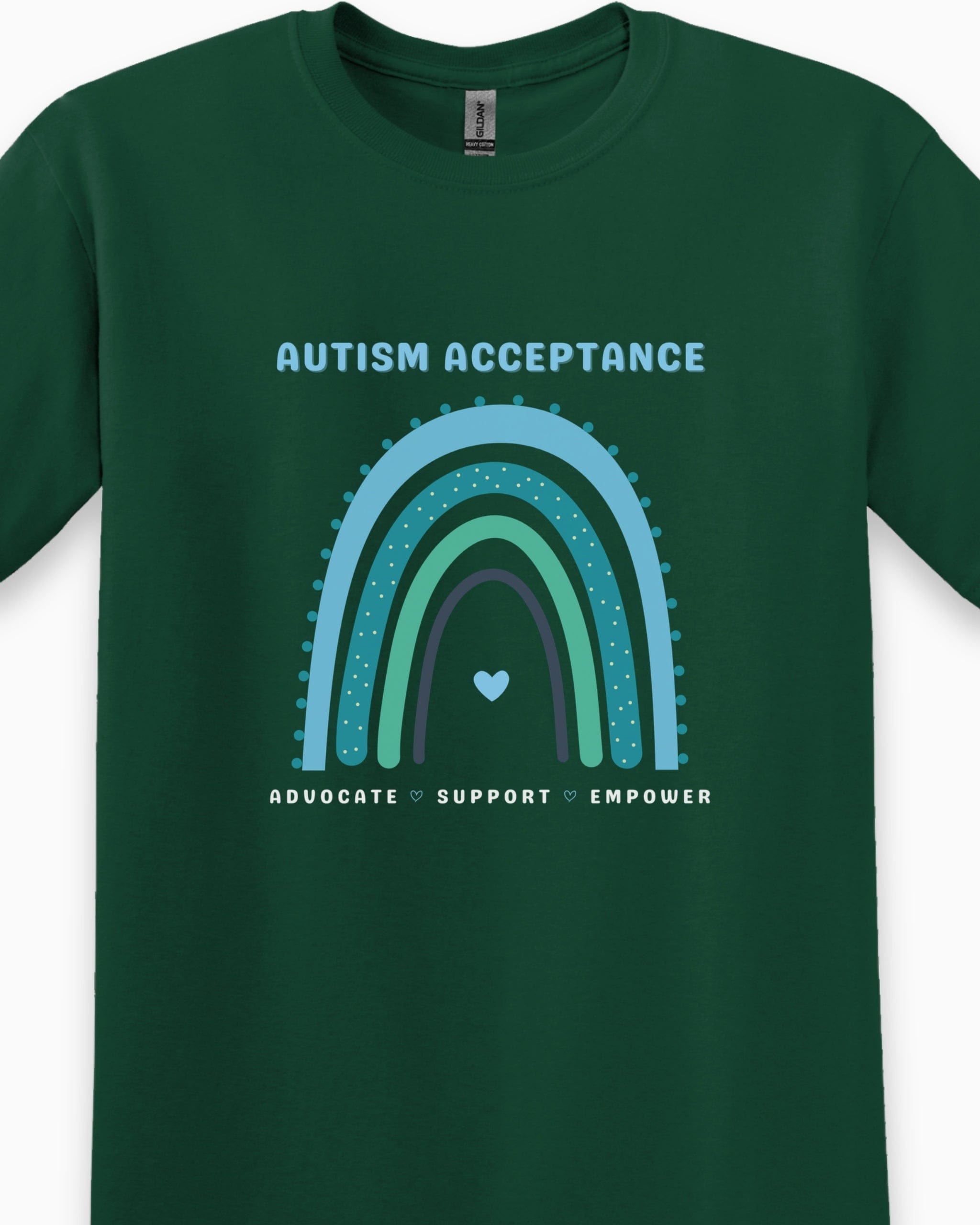 Advocate Support Empower Autism Acceptance Rainbow Tee-Neurodiversity, ADHD & Autism Awareness & Acceptance T-Shirt by Daily Bloom