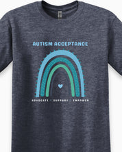 Advocate Support Empower Autism Acceptance Rainbow Tee-Neurodiversity, ADHD & Autism Awareness & Acceptance T-Shirt by Daily Bloom