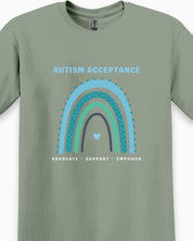 Advocate Support Empower Autism Acceptance Rainbow Tee-Neurodiversity, ADHD & Autism Awareness & Acceptance T-Shirt by Daily Bloom