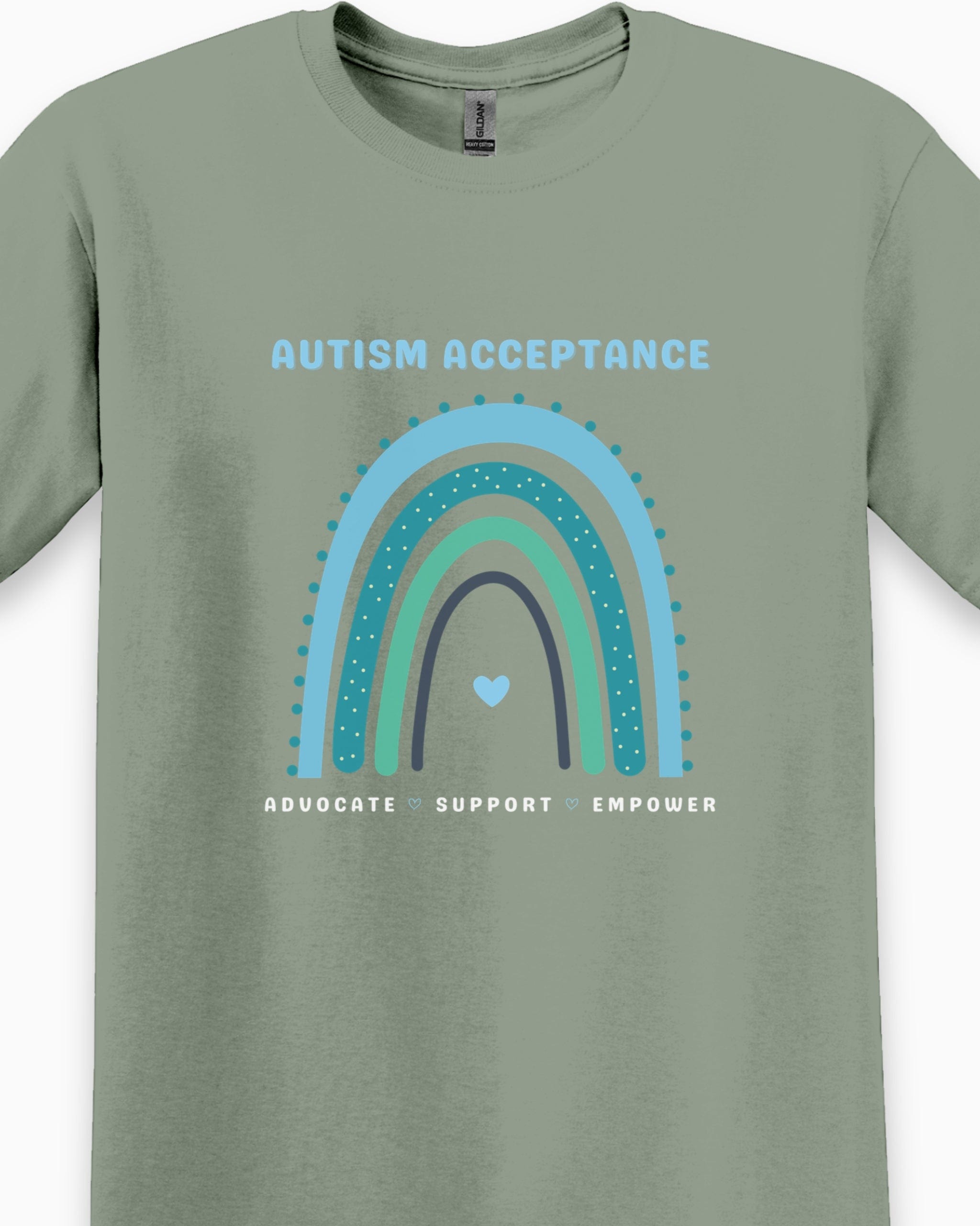 Advocate Support Empower Autism Acceptance Rainbow Tee-Neurodiversity, ADHD & Autism Awareness & Acceptance T-Shirt by Daily Bloom