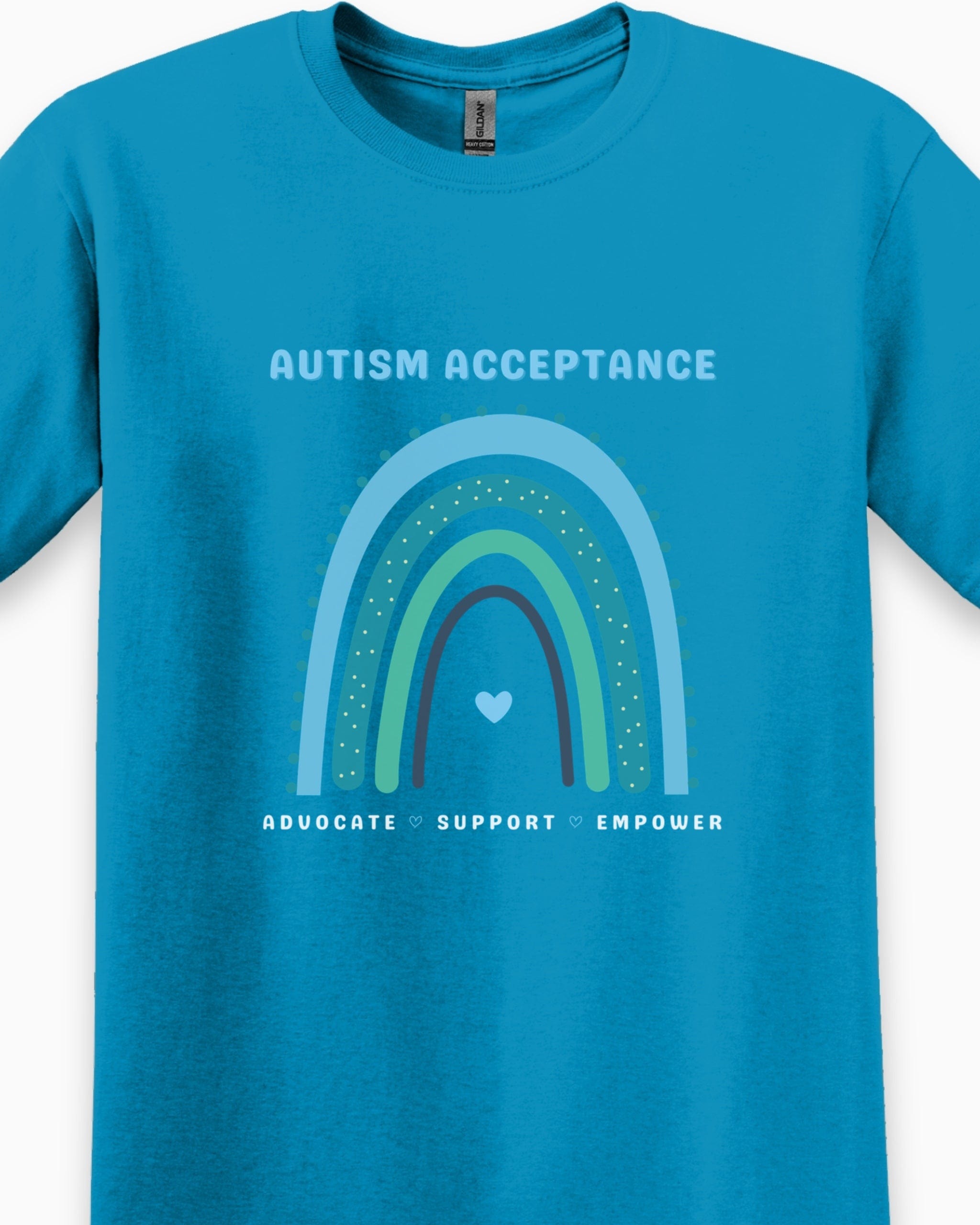 Advocate Support Empower Autism Acceptance Rainbow Tee-Neurodiversity, ADHD & Autism Awareness & Acceptance T-Shirt by Daily Bloom