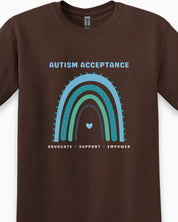 Advocate Support Empower Autism Acceptance Rainbow Tee-Neurodiversity, ADHD & Autism Awareness & Acceptance T-Shirt by Daily Bloom
