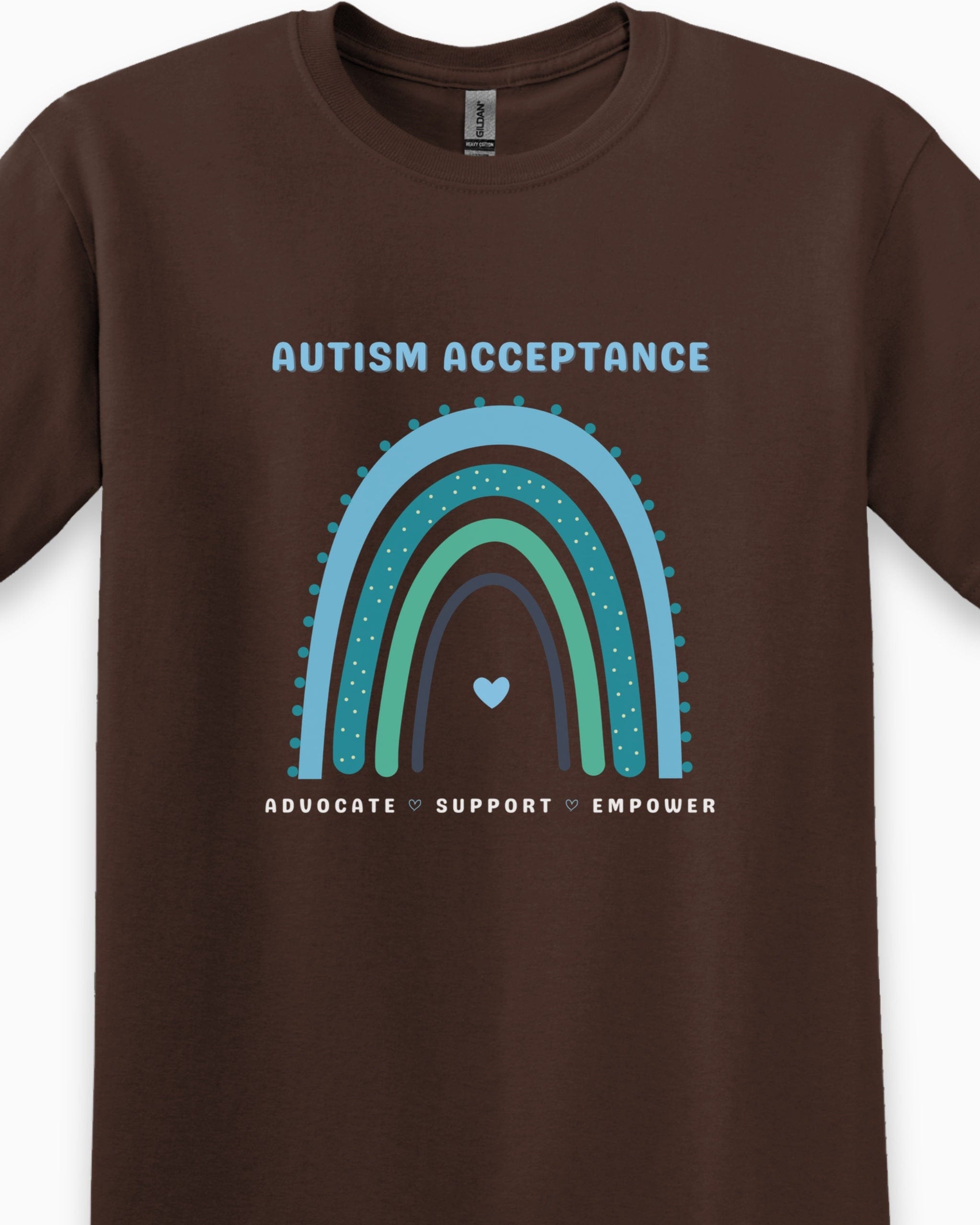 Advocate Support Empower Autism Acceptance Rainbow Tee-Neurodiversity, ADHD & Autism Awareness & Acceptance T-Shirt by Daily Bloom