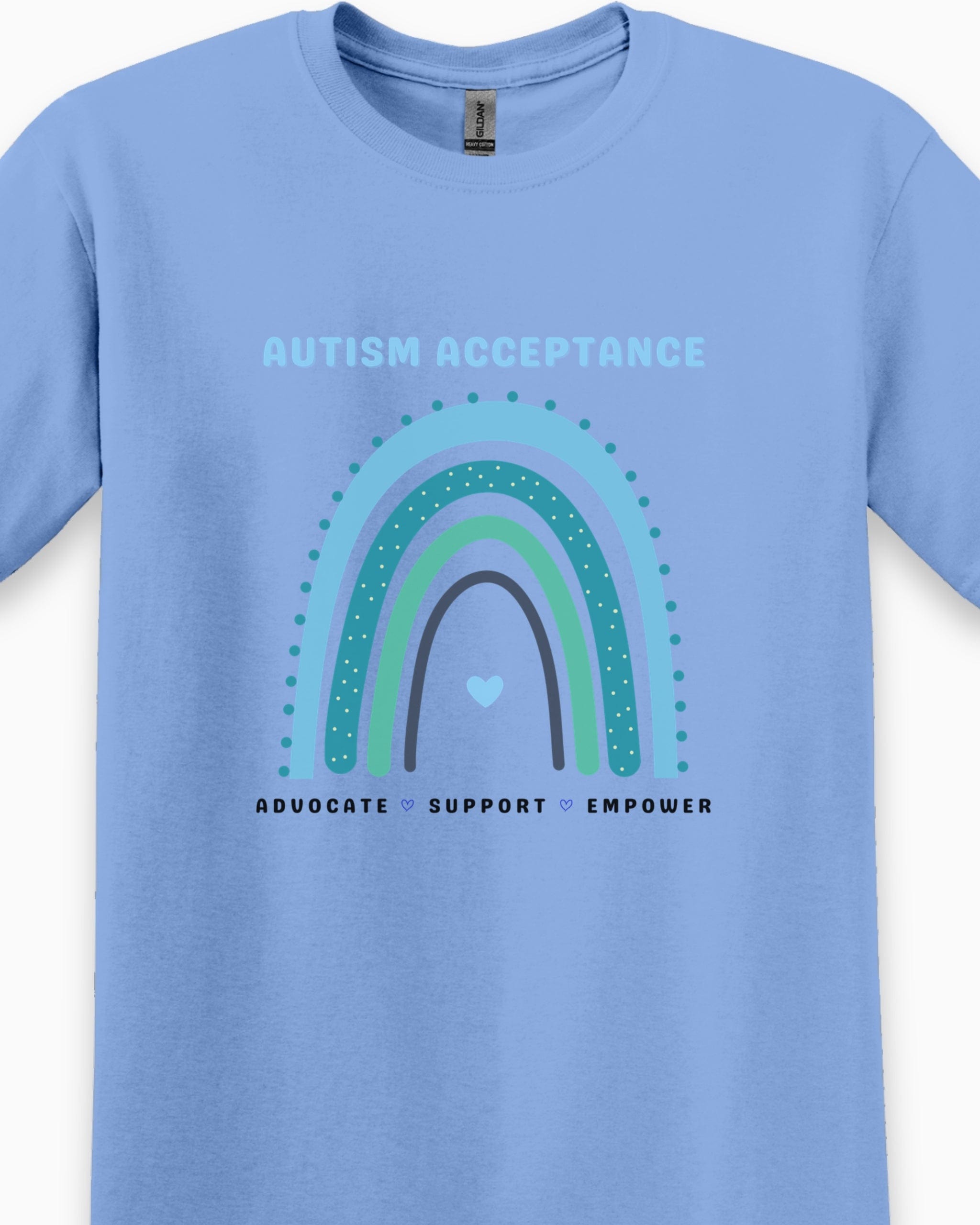 Advocate Support Empower Autism Acceptance Rainbow Tee-Neurodiversity, ADHD & Autism Awareness & Acceptance T-Shirt by Daily Bloom