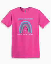 Advocate Support Empower Autism Acceptance Rainbow Tee-Heliconia-Neurodiversity, ADHD & Autism Awareness & Acceptance T-Shirt by Daily Bloom