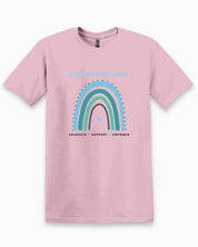 Advocate Support Empower Autism Acceptance Rainbow Tee-Light Pink-Neurodiversity, ADHD & Autism Awareness & Acceptance T-Shirt by Daily Bloom