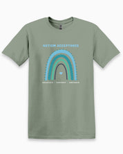 Advocate Support Empower Autism Acceptance Rainbow Tee-Sage-Neurodiversity, ADHD & Autism Awareness & Acceptance T-Shirt by Daily Bloom
