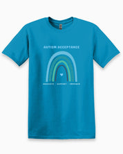 Advocate Support Empower Autism Acceptance Rainbow Tee-Sapphire-Neurodiversity, ADHD & Autism Awareness & Acceptance T-Shirt by Daily Bloom