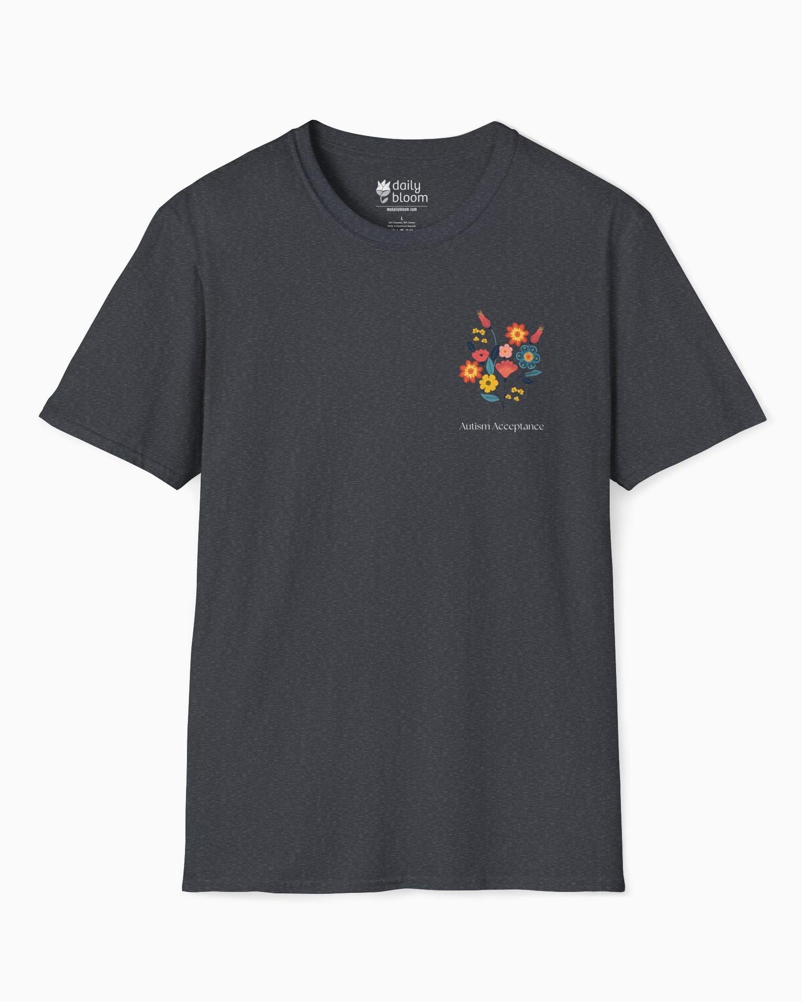 Autism T-Shirt By Daily Bloom Advocate Support Empower Tee Dark Heather Grey / S