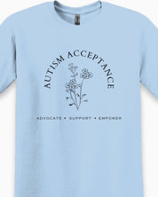 Autism Acceptance - Advocate Support Empower Tee-Neurodiversity, ADHD & Autism Awareness & Acceptance T-Shirt by Daily Bloom