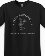 Autism Acceptance - Advocate Support Empower Tee-Neurodiversity, ADHD & Autism Awareness & Acceptance T-Shirt by Daily Bloom