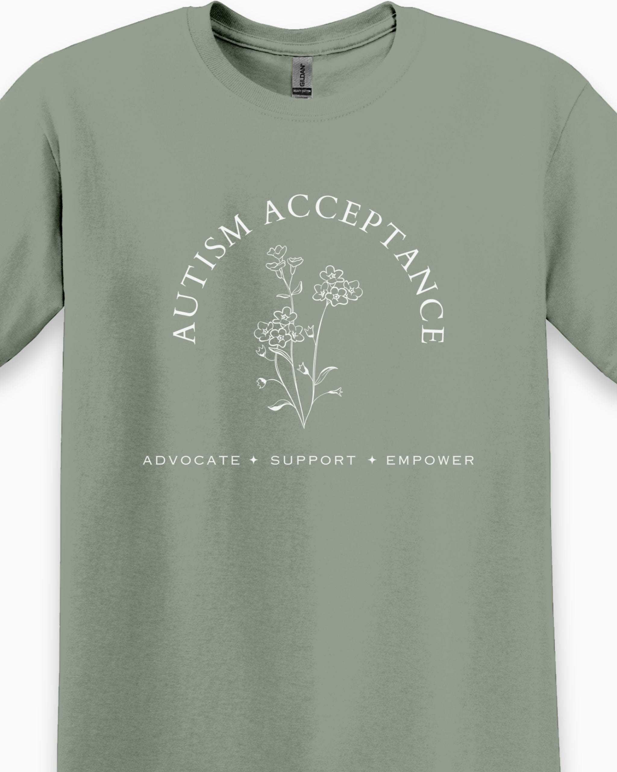 Autism Acceptance - Advocate Support Empower Tee-Neurodiversity, ADHD & Autism Awareness & Acceptance T-Shirt by Daily Bloom