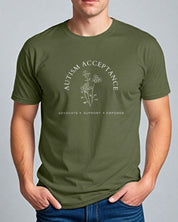 Autism Acceptance - Advocate Support Empower Tee-Neurodiversity, ADHD & Autism Awareness & Acceptance T-Shirt by Daily Bloom