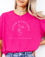Autism Acceptance - Advocate Support Empower Tee-Neurodiversity, ADHD & Autism Awareness & Acceptance T-Shirt by Daily Bloom