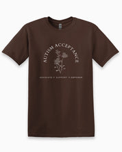 Autism Acceptance - Advocate Support Empower Tee-Dark Chocolate-Neurodiversity, ADHD & Autism Awareness & Acceptance T-Shirt by Daily Bloom