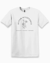Autism Acceptance - Advocate Support Empower Tee-White-Neurodiversity, ADHD & Autism Awareness & Acceptance T-Shirt by Daily Bloom
