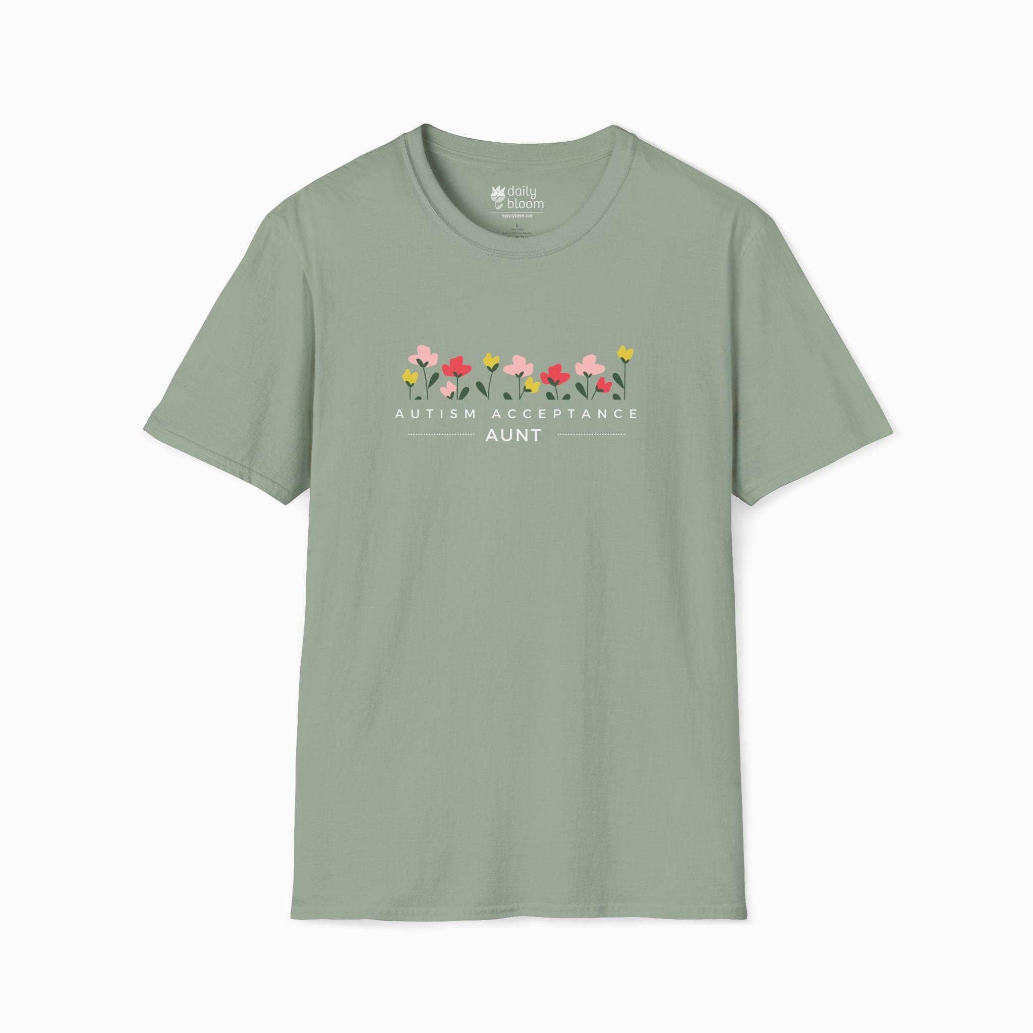Autism T-Shirt By Daily Bloom Autism Acceptance Aunt Tee Sage / S