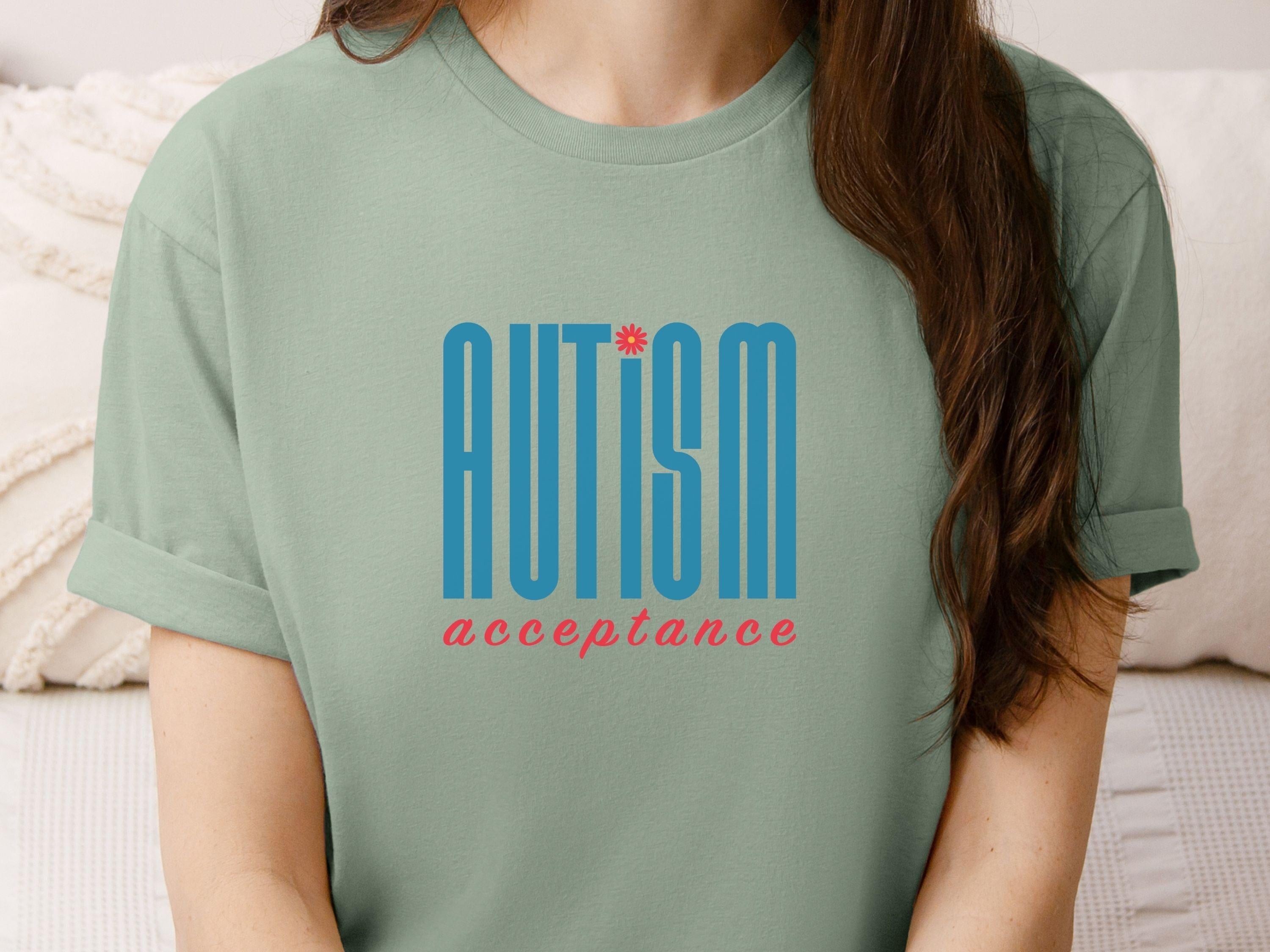 Autism Acceptance Retro Blue Tee-Neurodiversity, ADHD & Autism Awareness & Acceptance T-Shirt by Daily Bloom