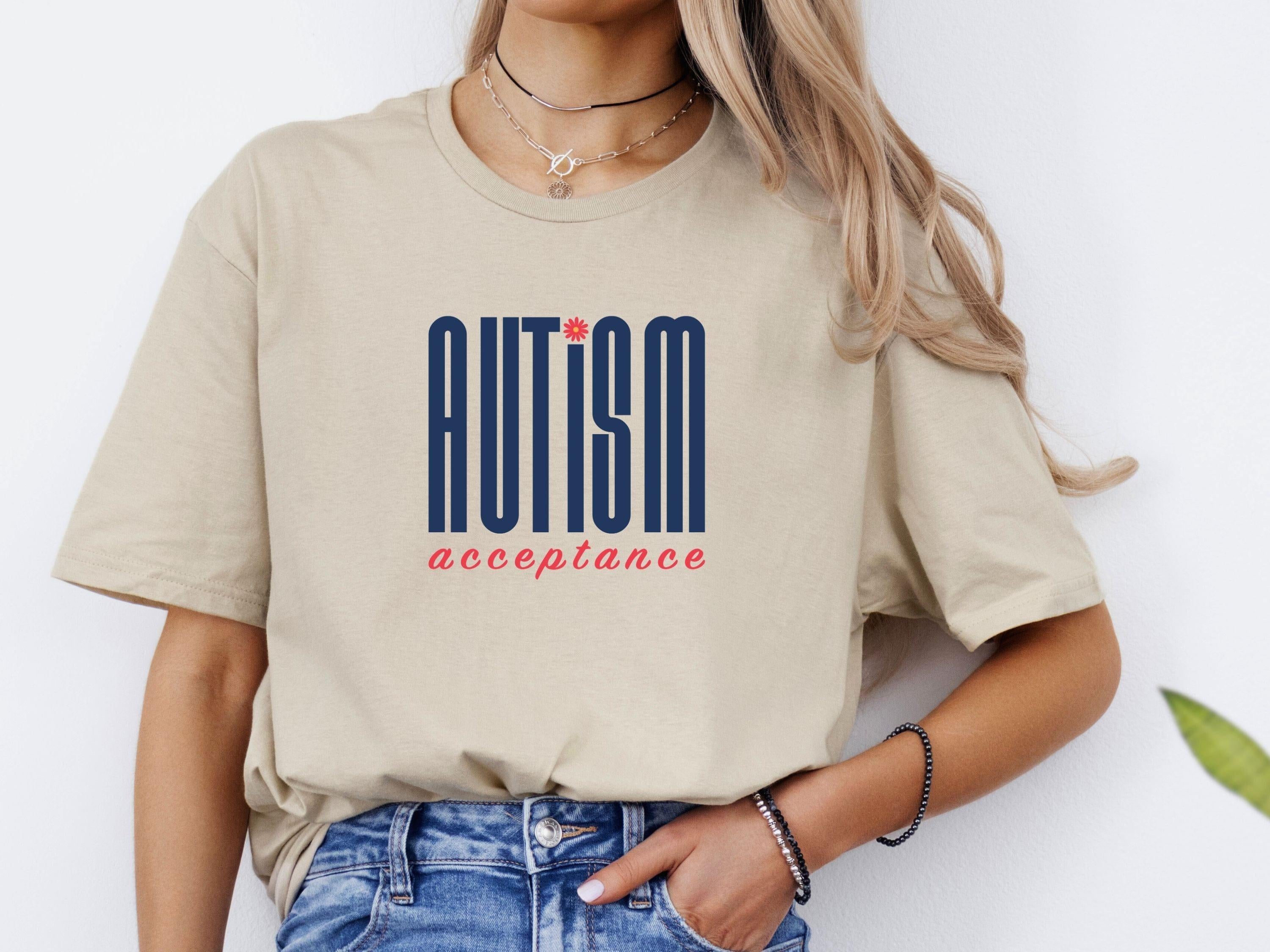 Autism Acceptance Retro Blue Tee-Neurodiversity, ADHD & Autism Awareness & Acceptance T-Shirt by Daily Bloom