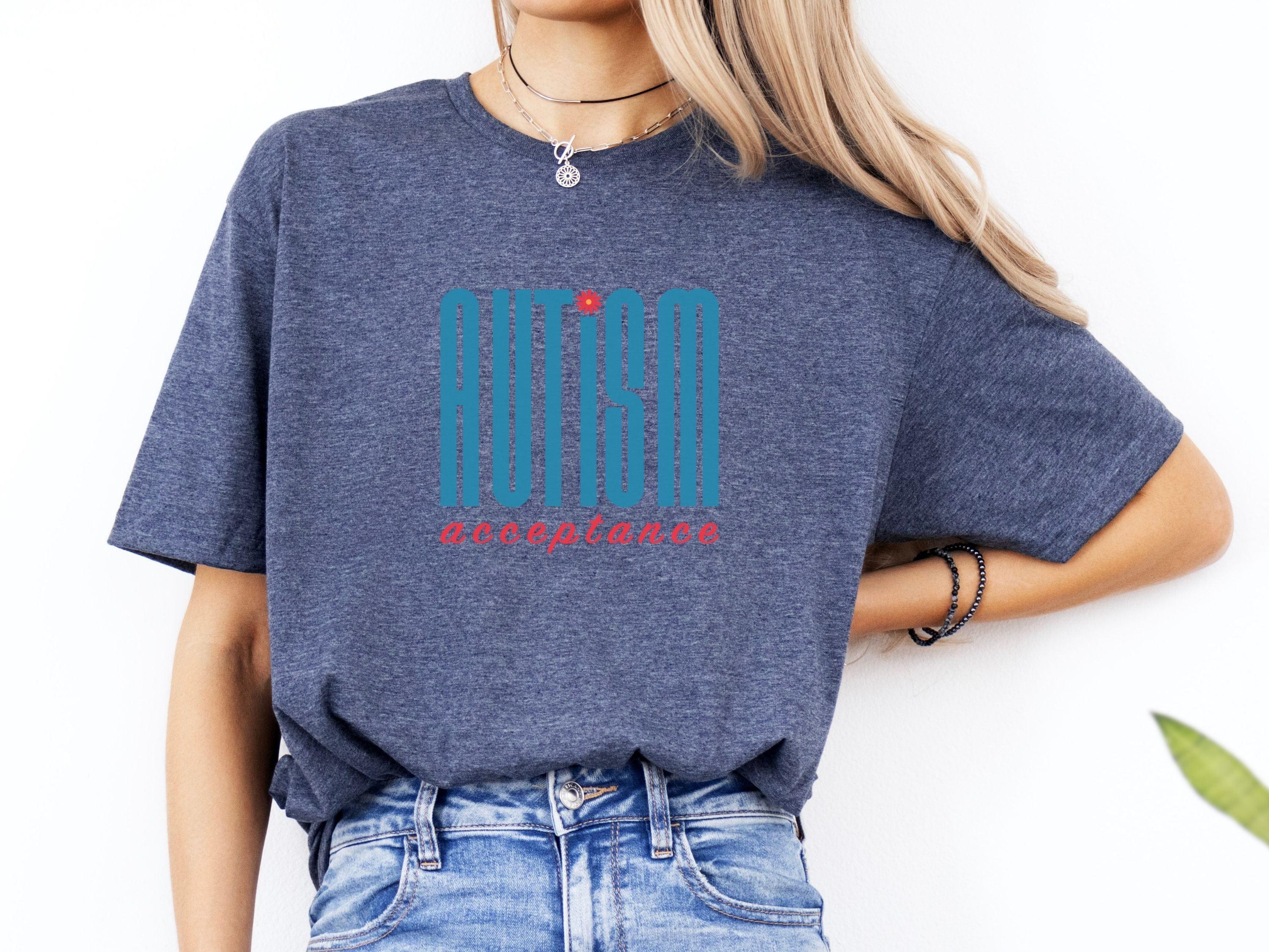 Autism Acceptance Retro Blue Tee-Neurodiversity, ADHD & Autism Awareness & Acceptance T-Shirt by Daily Bloom