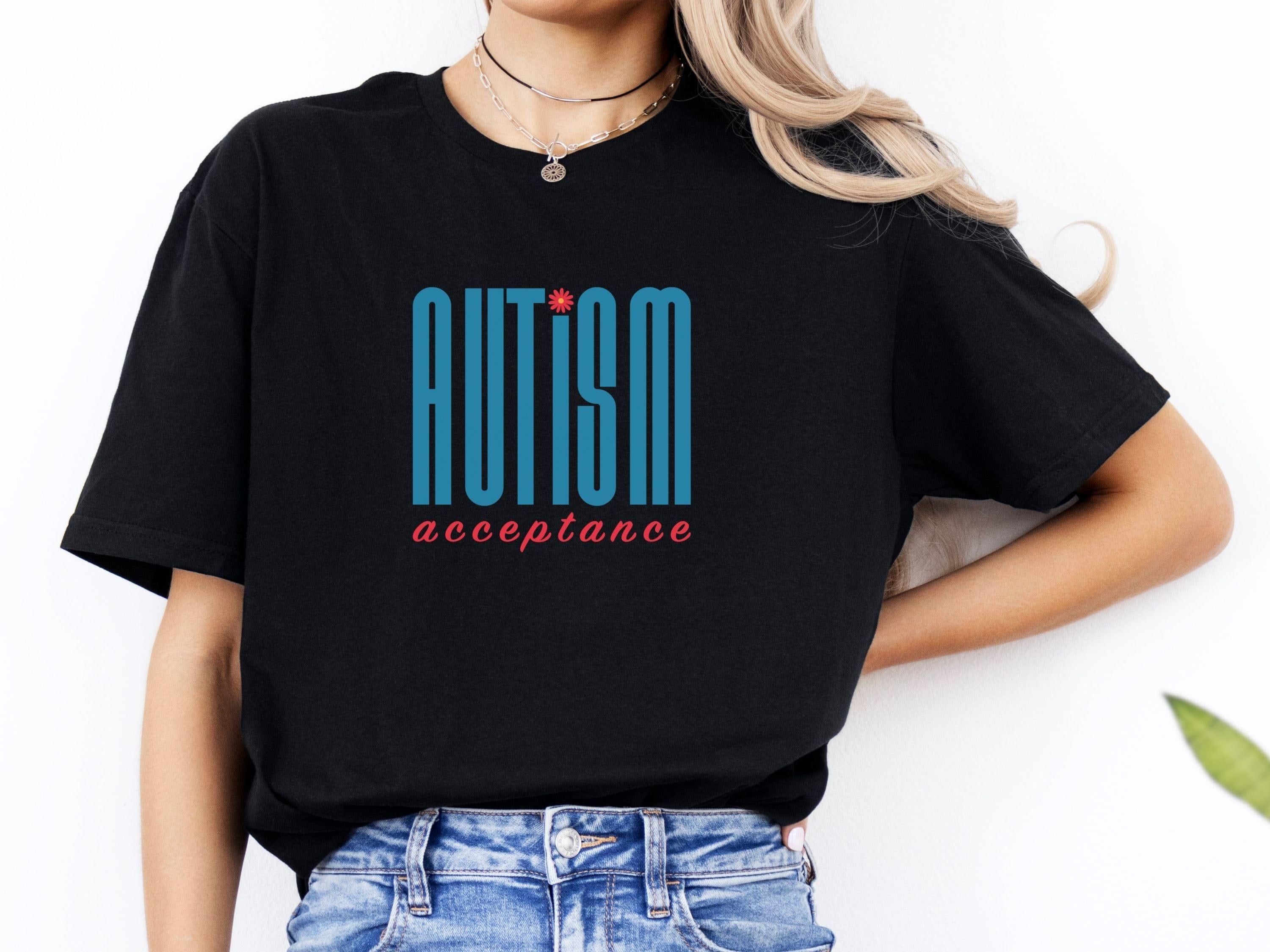 Autism Acceptance Retro Blue Tee-Neurodiversity, ADHD & Autism Awareness & Acceptance T-Shirt by Daily Bloom