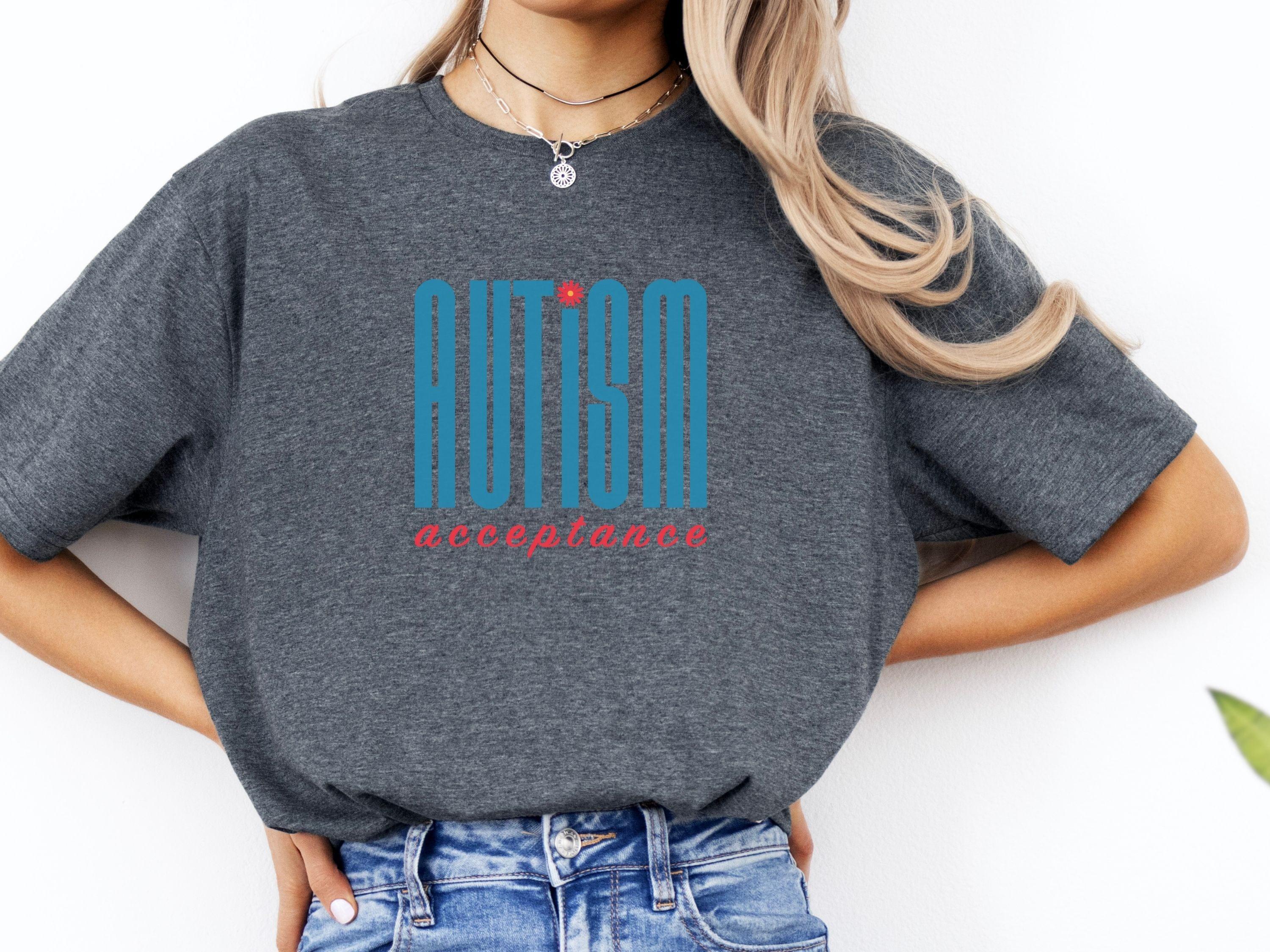 Autism Acceptance Retro Blue Tee-Neurodiversity, ADHD & Autism Awareness & Acceptance T-Shirt by Daily Bloom