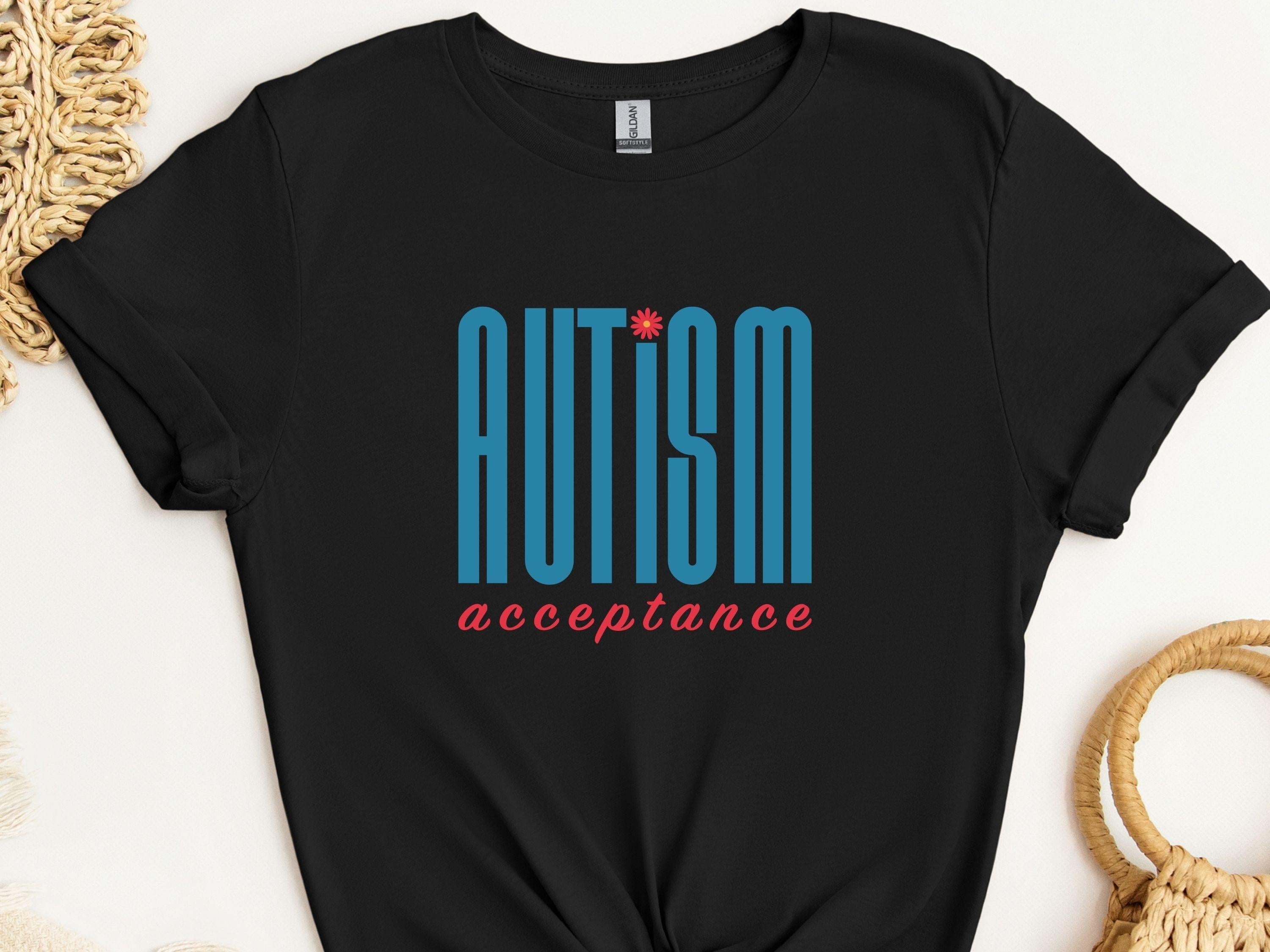Autism Acceptance Retro Blue Tee-Black-Neurodiversity, ADHD & Autism Awareness & Acceptance T-Shirt by Daily Bloom