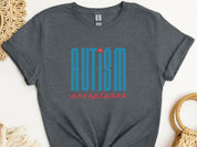Autism Acceptance Retro Blue Tee-Dark Heather Grey-Neurodiversity, ADHD & Autism Awareness & Acceptance T-Shirt by Daily Bloom