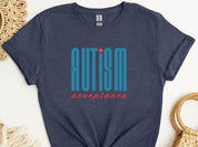 Autism Acceptance Retro Blue Tee-Heather Navy-Neurodiversity, ADHD & Autism Awareness & Acceptance T-Shirt by Daily Bloom