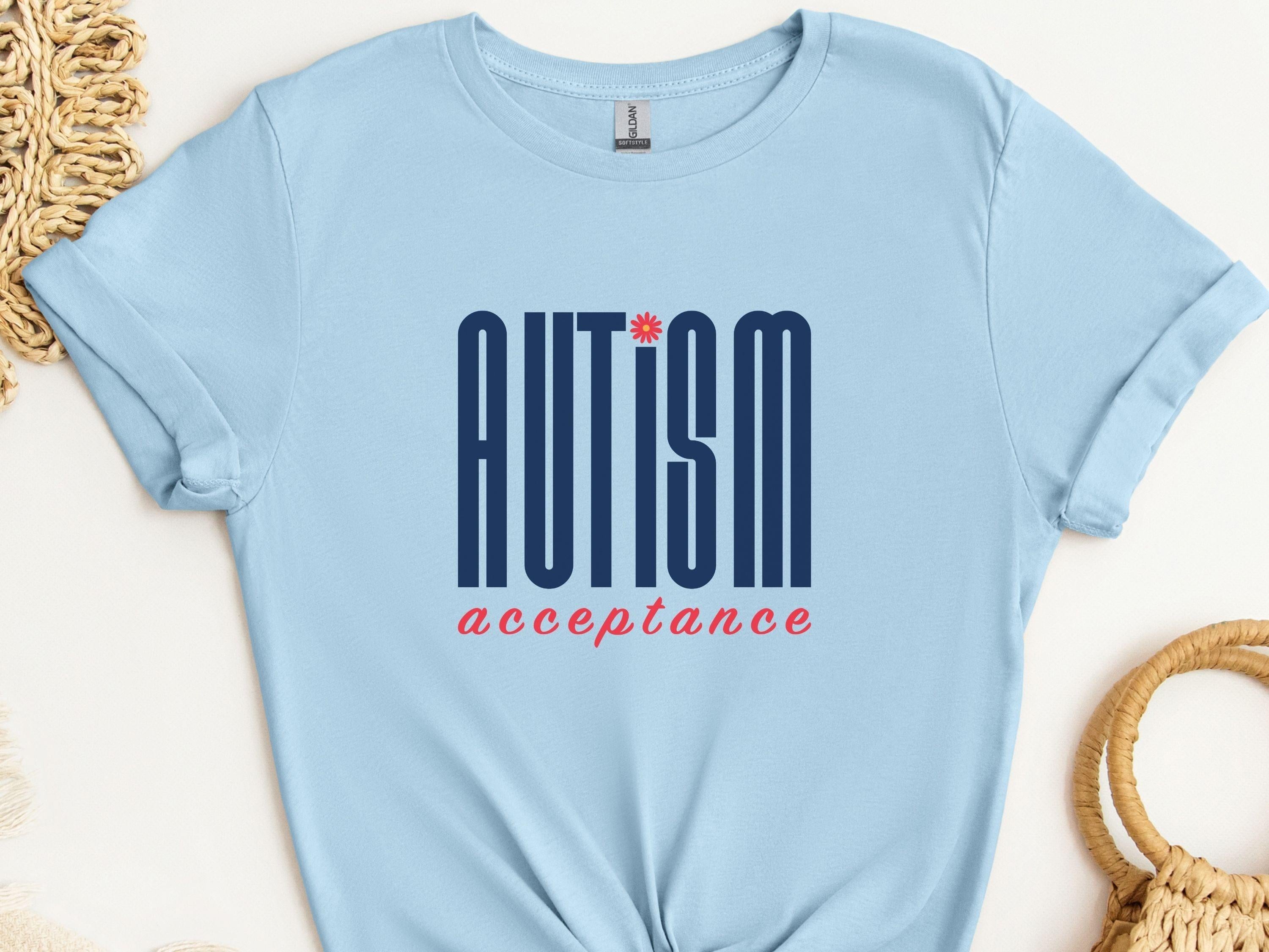 Autism Acceptance Retro Blue Tee-Light Blue-Neurodiversity, ADHD & Autism Awareness & Acceptance T-Shirt by Daily Bloom