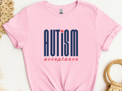 Autism Acceptance Retro Blue Tee-Light Pink-Neurodiversity, ADHD & Autism Awareness & Acceptance T-Shirt by Daily Bloom