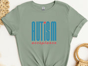Autism Acceptance Retro Blue Tee-Sage-Neurodiversity, ADHD & Autism Awareness & Acceptance T-Shirt by Daily Bloom