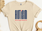 Autism Acceptance Retro Blue Tee-Sand-Neurodiversity, ADHD & Autism Awareness & Acceptance T-Shirt by Daily Bloom