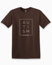 Autism Acceptance Box Tee-Dark Chocolate-Neurodiversity, ADHD & Autism Awareness & Acceptance T-Shirt by Daily Bloom