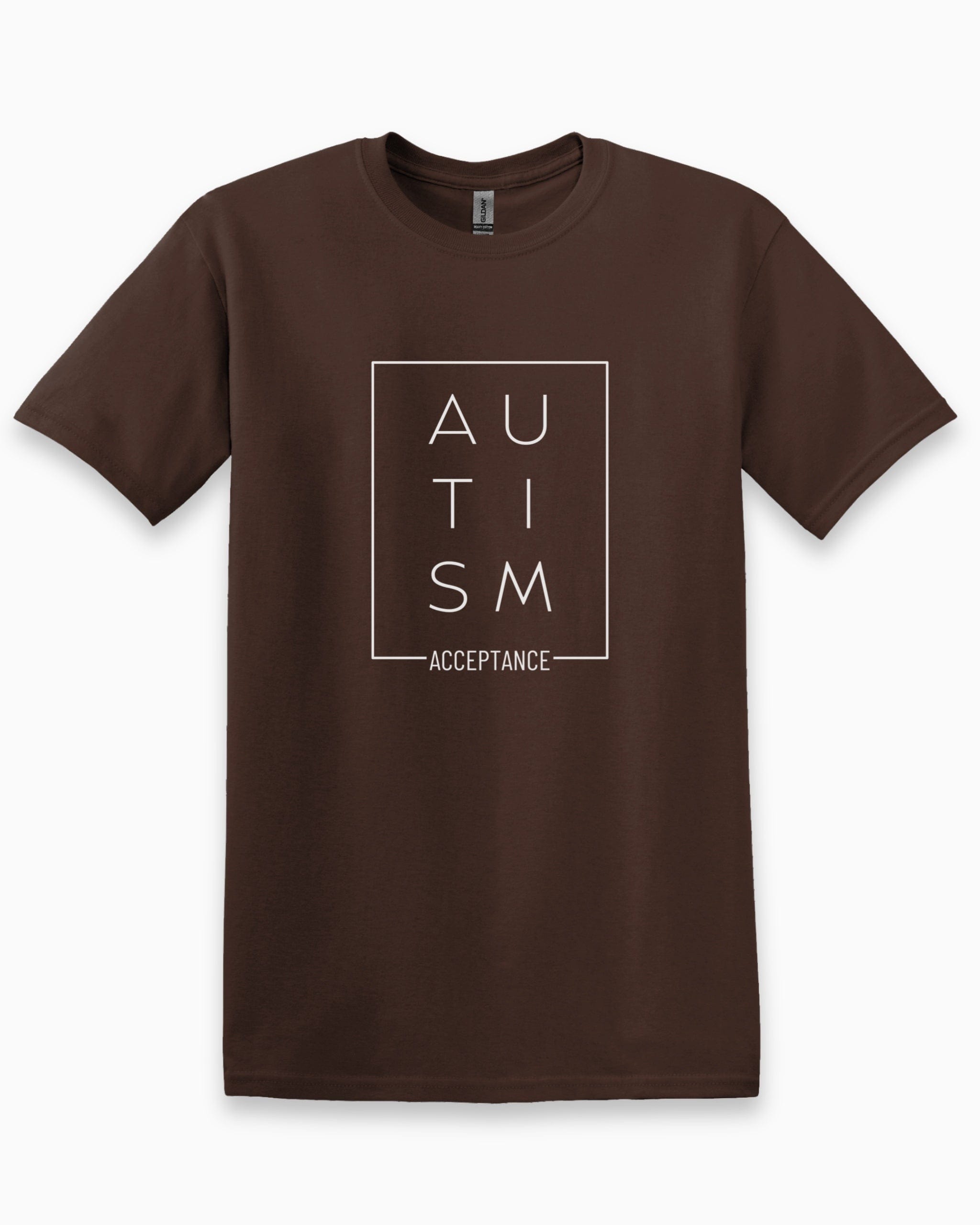 Autism Acceptance Box Tee-Dark Chocolate-Neurodiversity, ADHD & Autism Awareness & Acceptance T-Shirt by Daily Bloom
