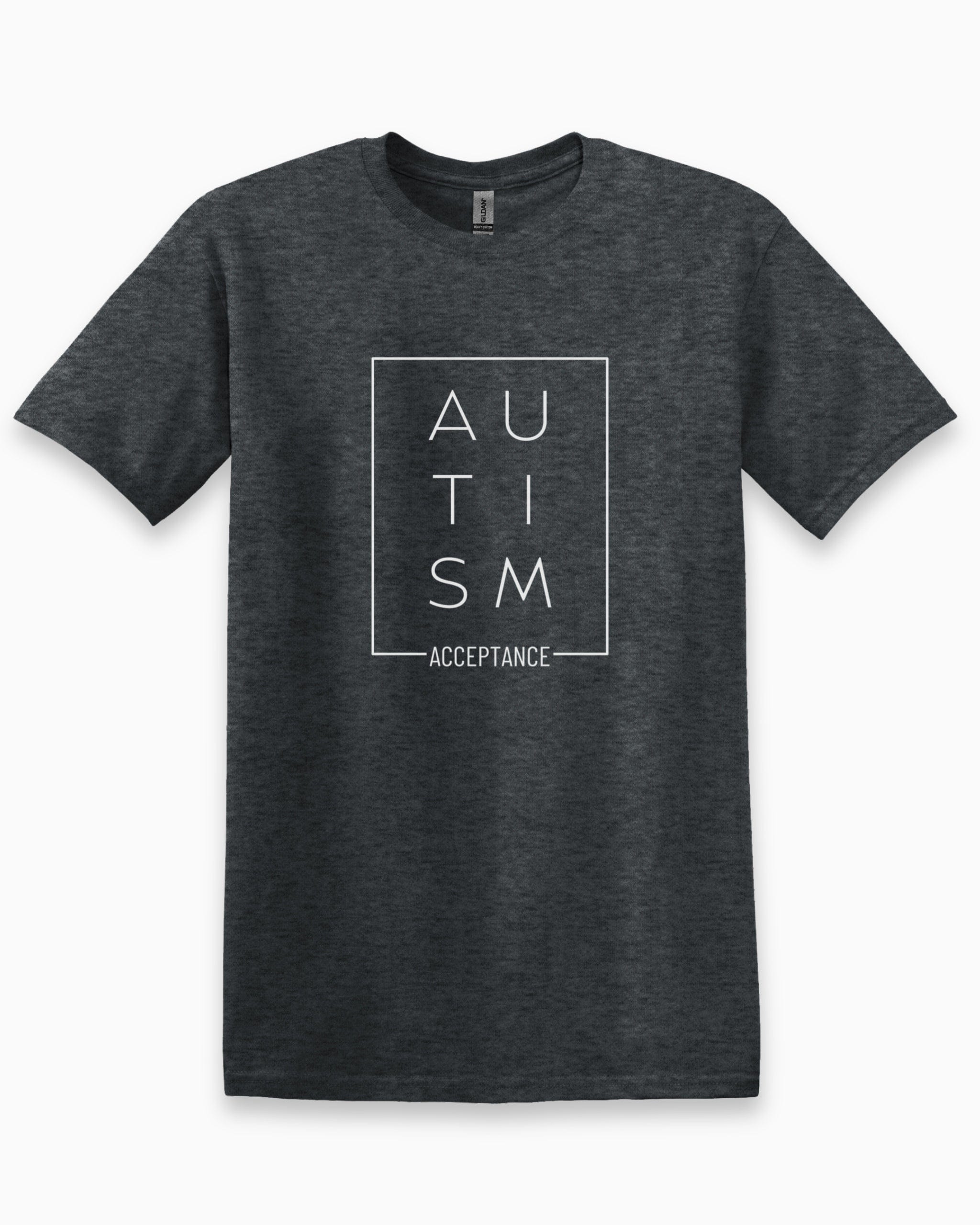 Autism Acceptance Box Tee-Dark Heather Grey-Neurodiversity, ADHD & Autism Awareness & Acceptance T-Shirt by Daily Bloom