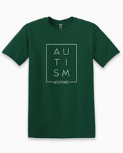 Autism Acceptance Box Tee-Forest Green-Neurodiversity, ADHD & Autism Awareness & Acceptance T-Shirt by Daily Bloom