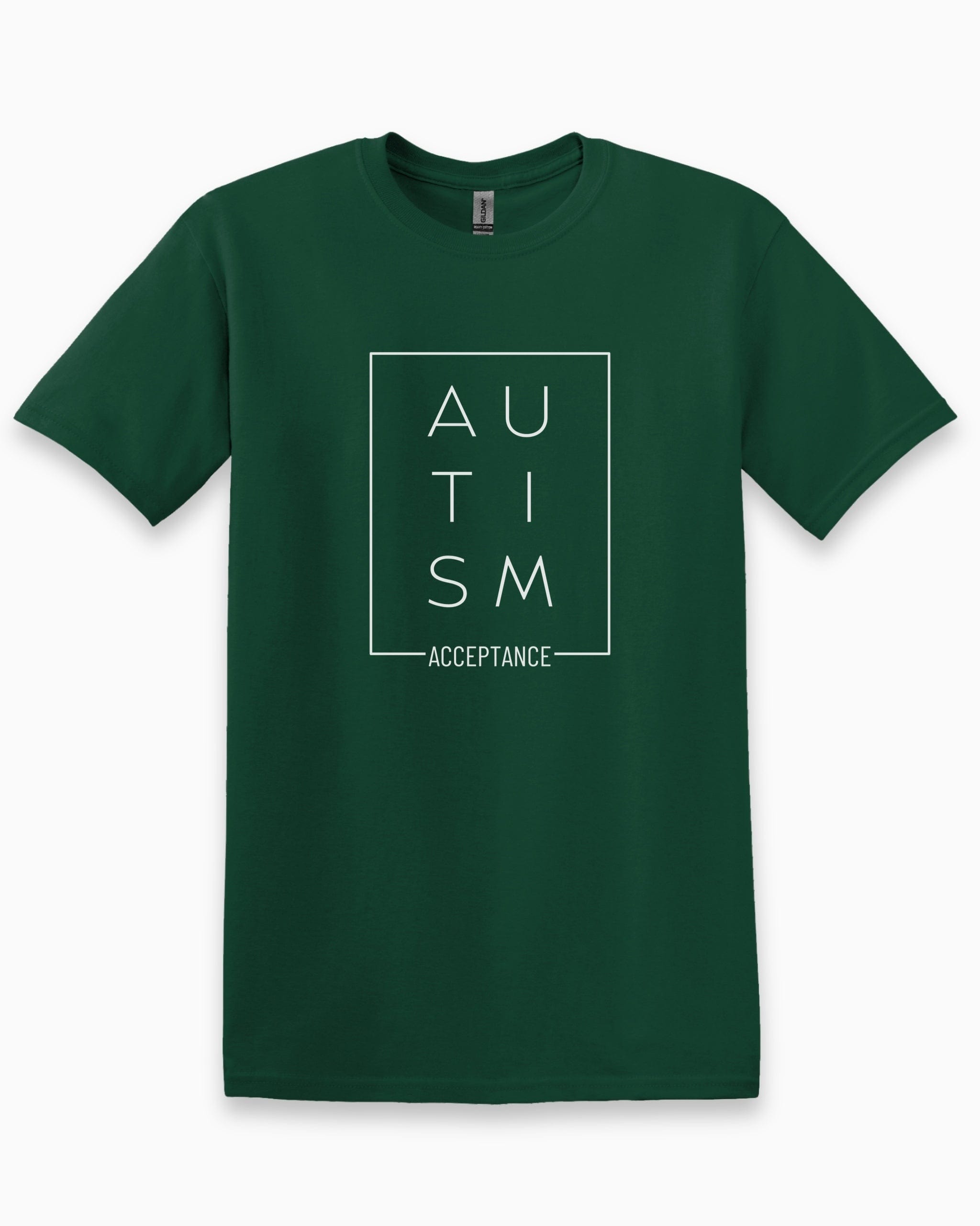 Autism Acceptance Box Tee-Forest Green-Neurodiversity, ADHD & Autism Awareness & Acceptance T-Shirt by Daily Bloom