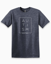 Autism Acceptance Box Tee-Heather Navy-Neurodiversity, ADHD & Autism Awareness & Acceptance T-Shirt by Daily Bloom