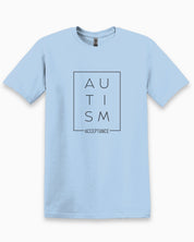 Autism Acceptance Box Tee-Light Blue-Neurodiversity, ADHD & Autism Awareness & Acceptance T-Shirt by Daily Bloom