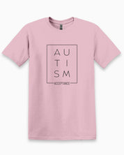 Autism Acceptance Box Tee-Light Pink-Neurodiversity, ADHD & Autism Awareness & Acceptance T-Shirt by Daily Bloom