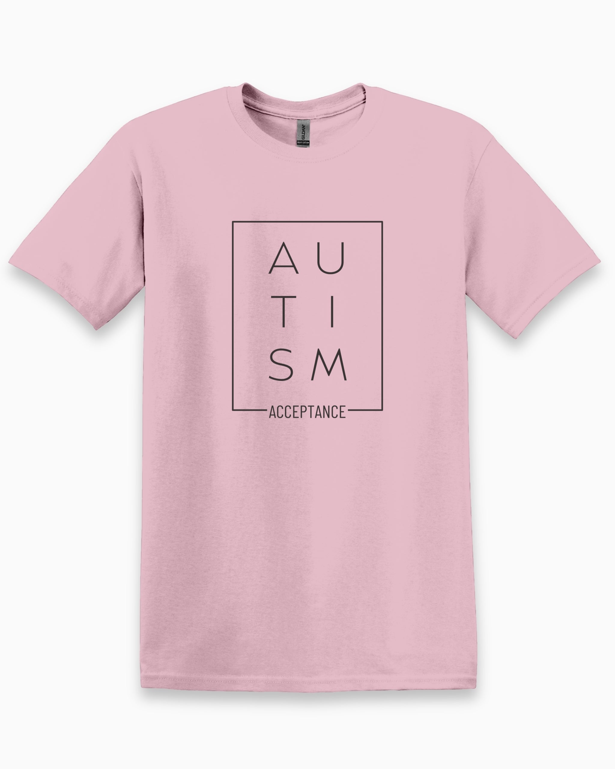 Autism Acceptance Box Tee-Light Pink-Neurodiversity, ADHD & Autism Awareness & Acceptance T-Shirt by Daily Bloom
