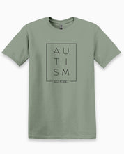 Autism Acceptance Box Tee-Sage-Neurodiversity, ADHD & Autism Awareness & Acceptance T-Shirt by Daily Bloom